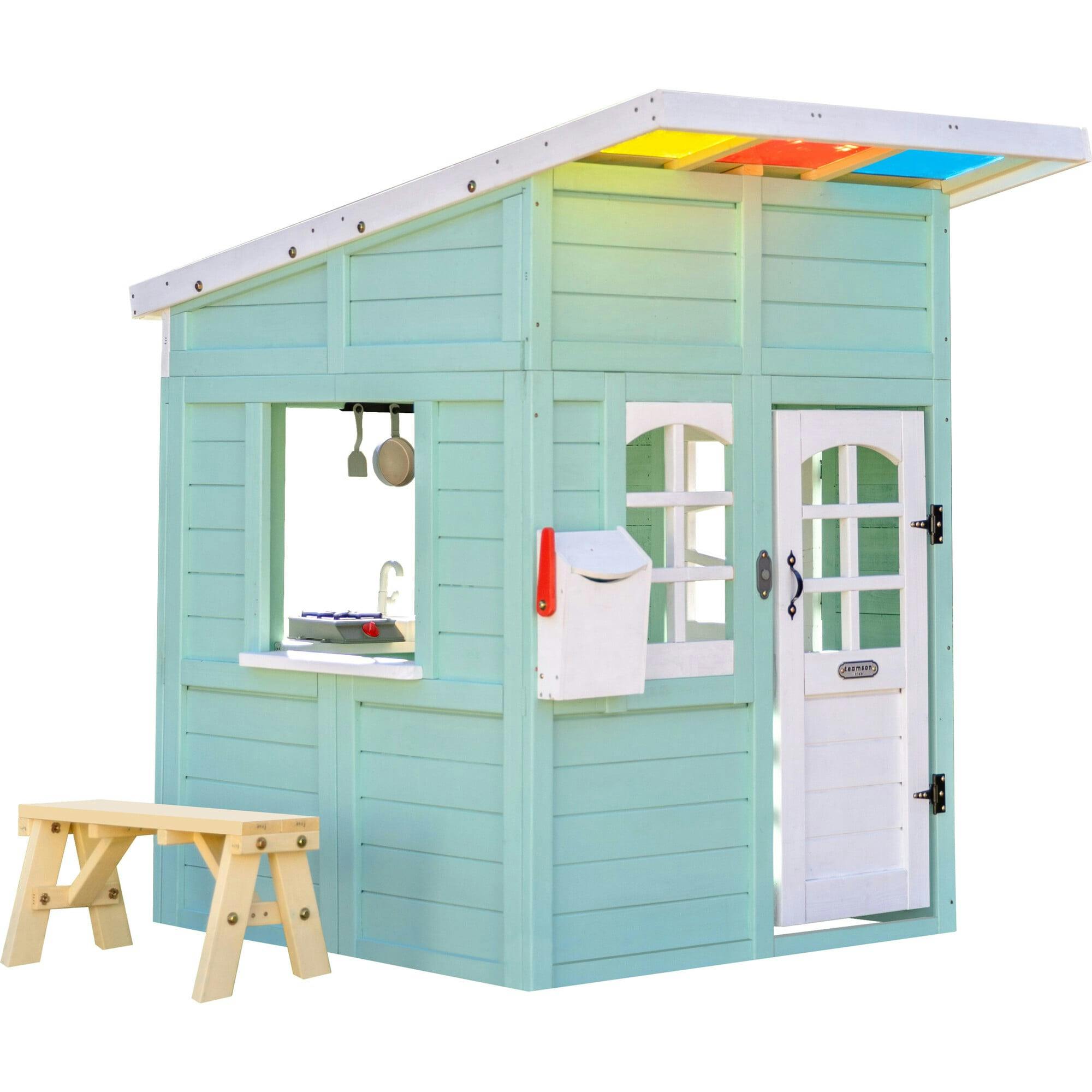 Teamson Kids Rainbow Shade Wooden Playhouse With Kitchen
