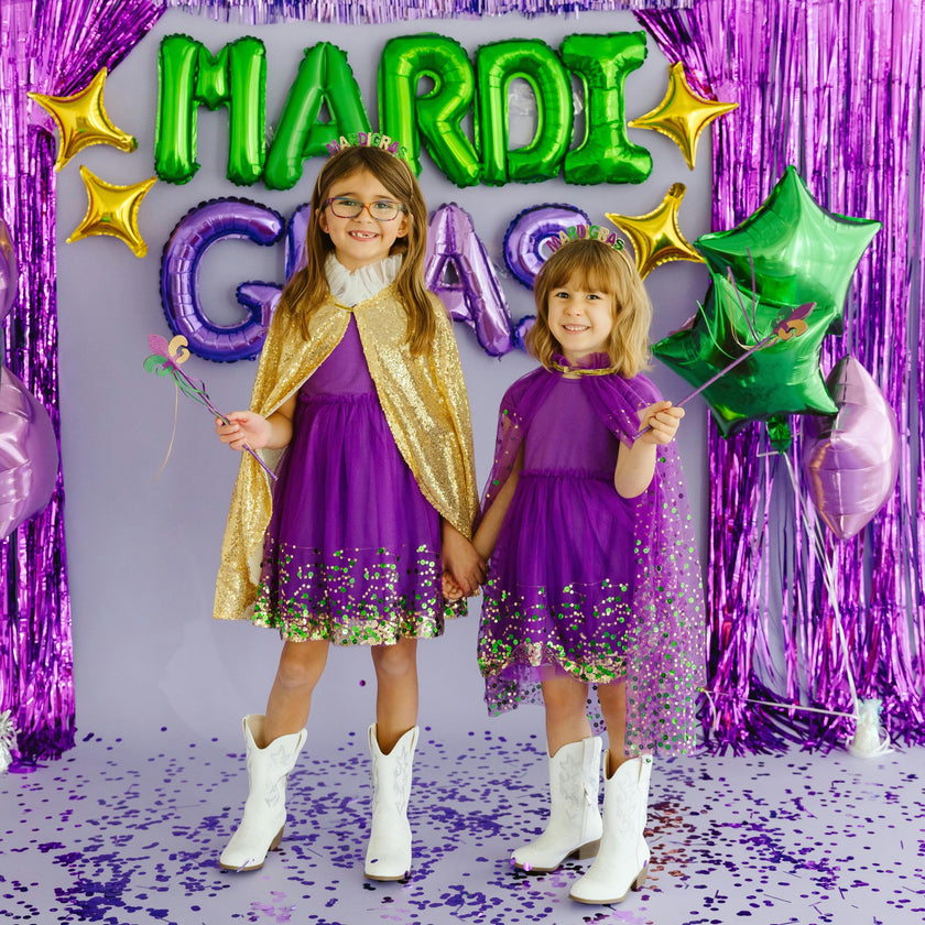 Mardi Gras Confetti Short Sleeve Tutu Dress