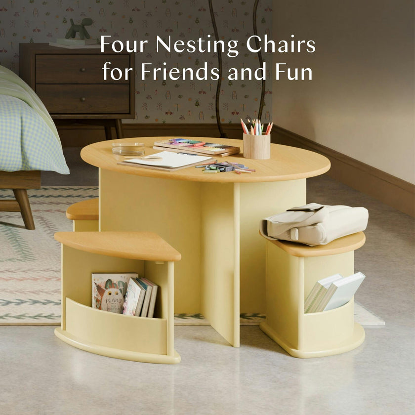 Nessa Nesting Play Table in Pale Yellow and Honey