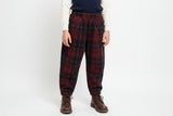 The Highland Pleated Checked Corduroy Pants - Red