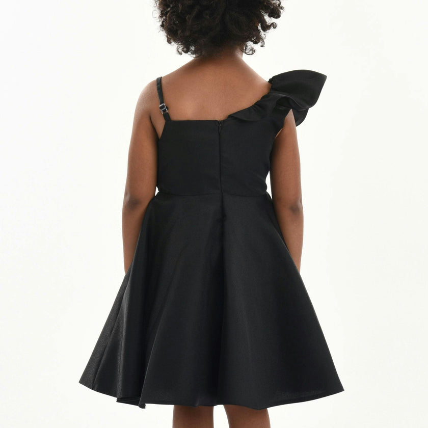 Black Riviera Off Shoulder Ruffle Dress