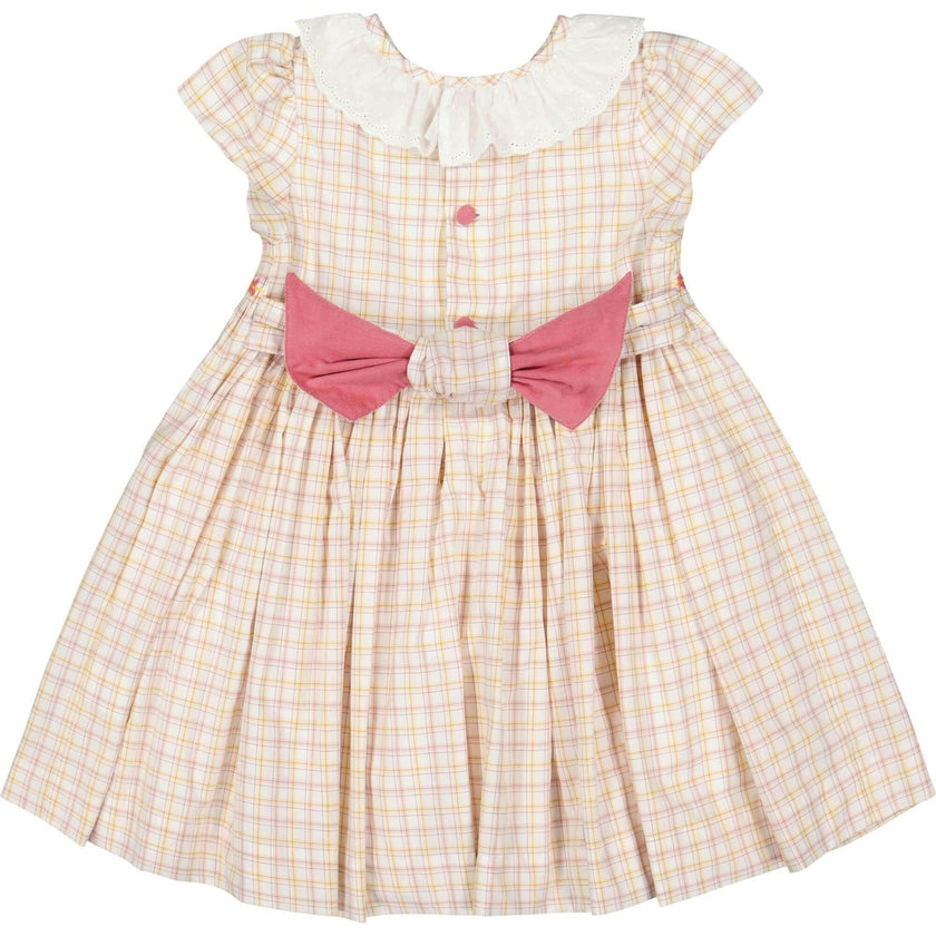 Zita Yellow Tartan Smocked Dress