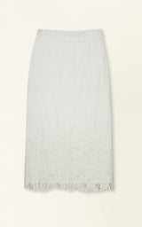 Lombok Skirt in White Embroidered Deco