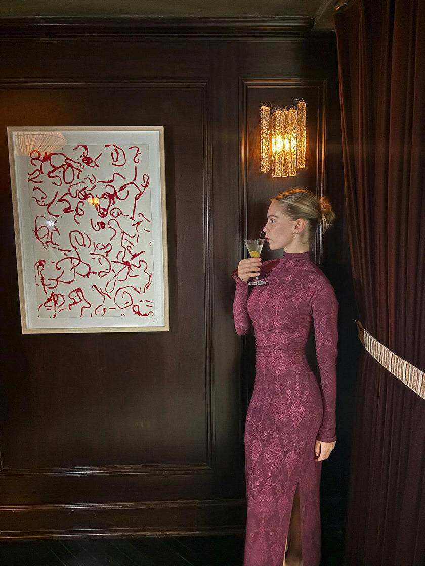 The Rizzo Dress - Plum Damask