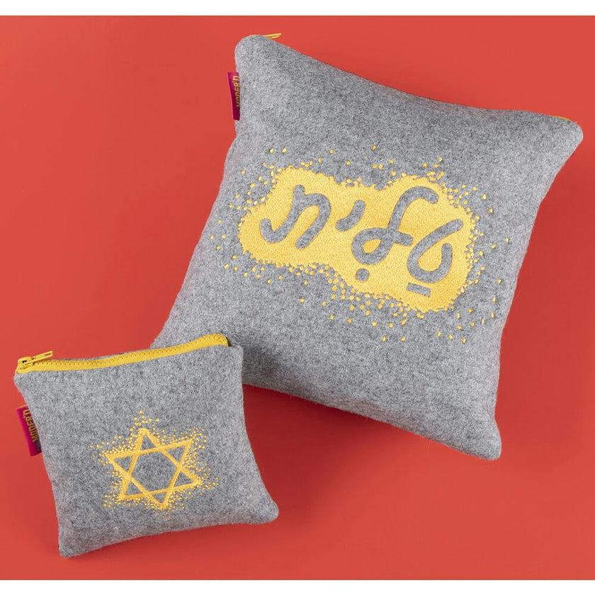 Tallit & Tefillin Grey Melton Bag Set