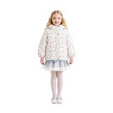 White Floral Hooded Jacket & Mitten Set