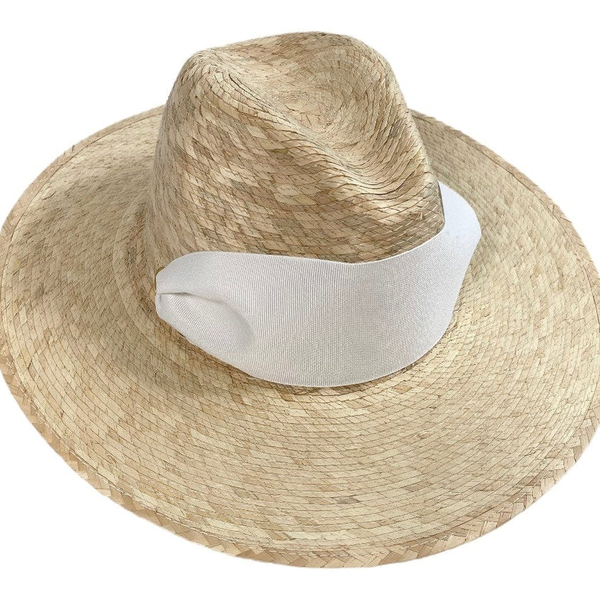 Zinnia Sun Hat - Wide & Short White Tennis & Croquet Ribbon