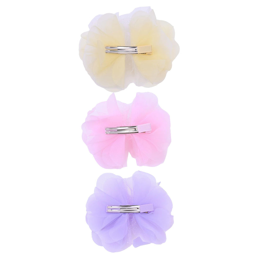 Tulle Flower Bow Hairclip Set