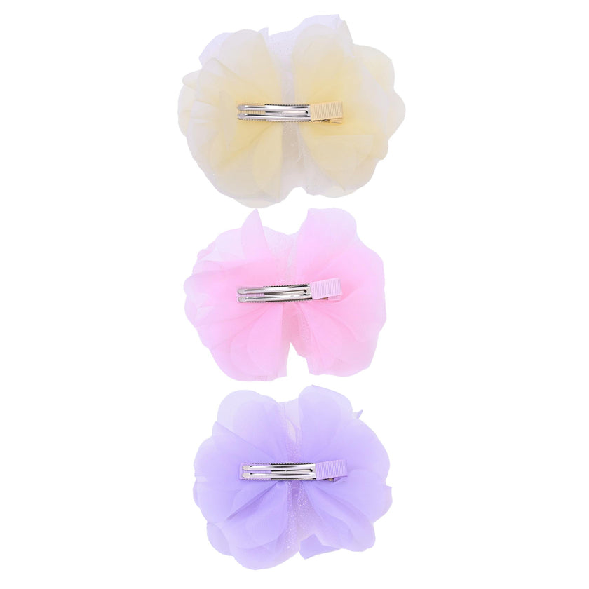 Tulle Flower Bow Hairclip Set
