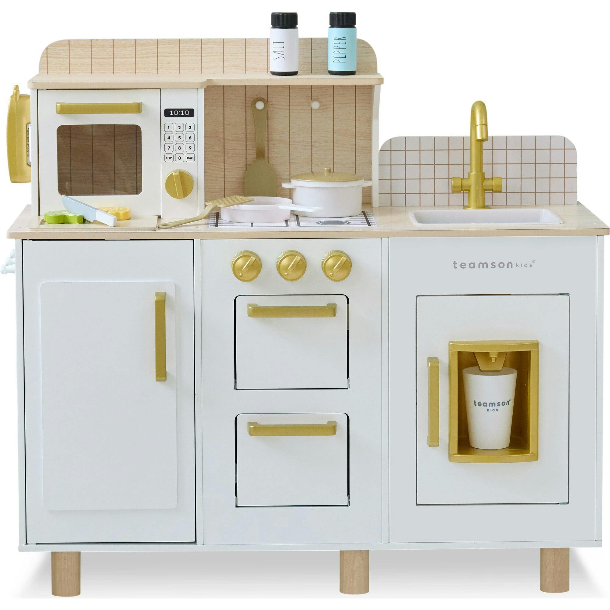Teamson Kids Little Chef Hampton Wooden Play Kitchen with 17 Accessories