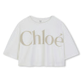 White Chloé Cropped Logo T-Shirt