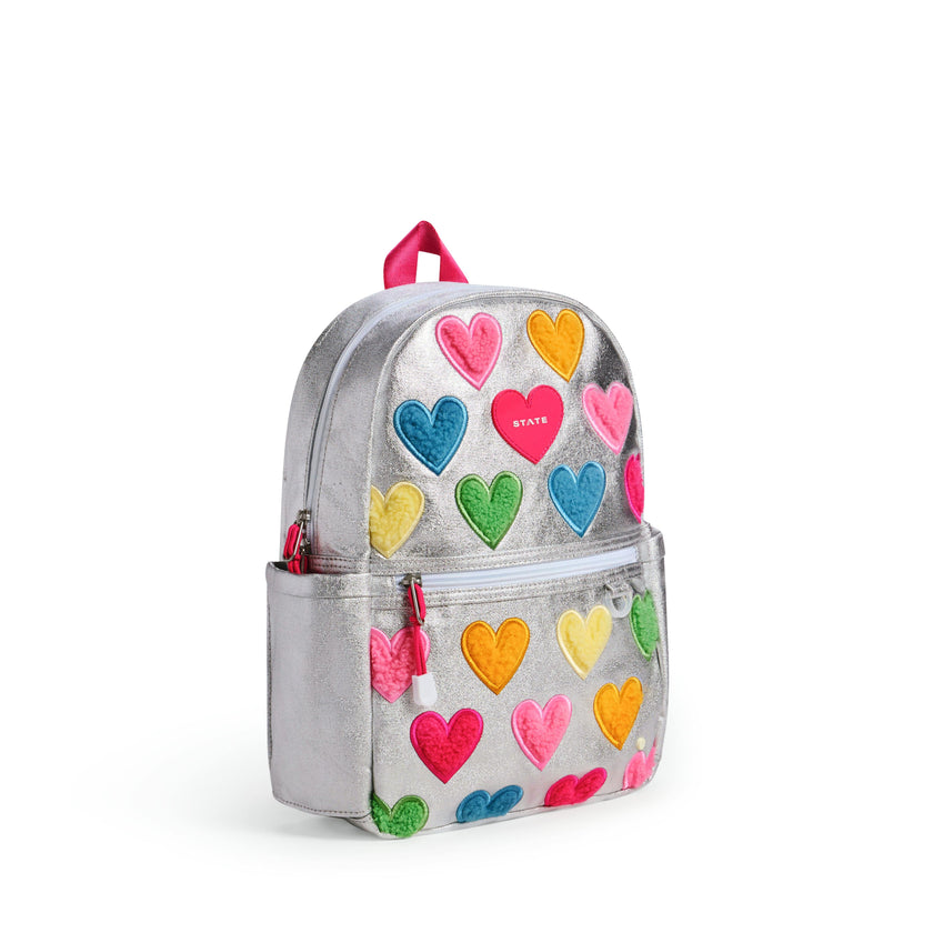 Kane Mini Backpack, Metallic Happy Fuzzy Hearts