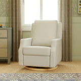 Crewe Electronic Recliner and Swivel Glider in Fog Chatham Stripe Light Wood Base
