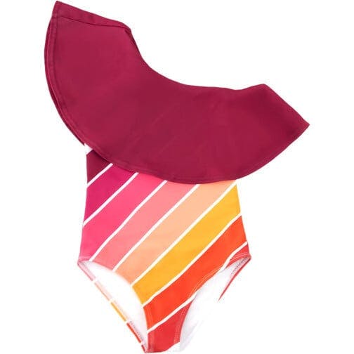 Sunset Beach Rainbow One Shoulder Ruffle