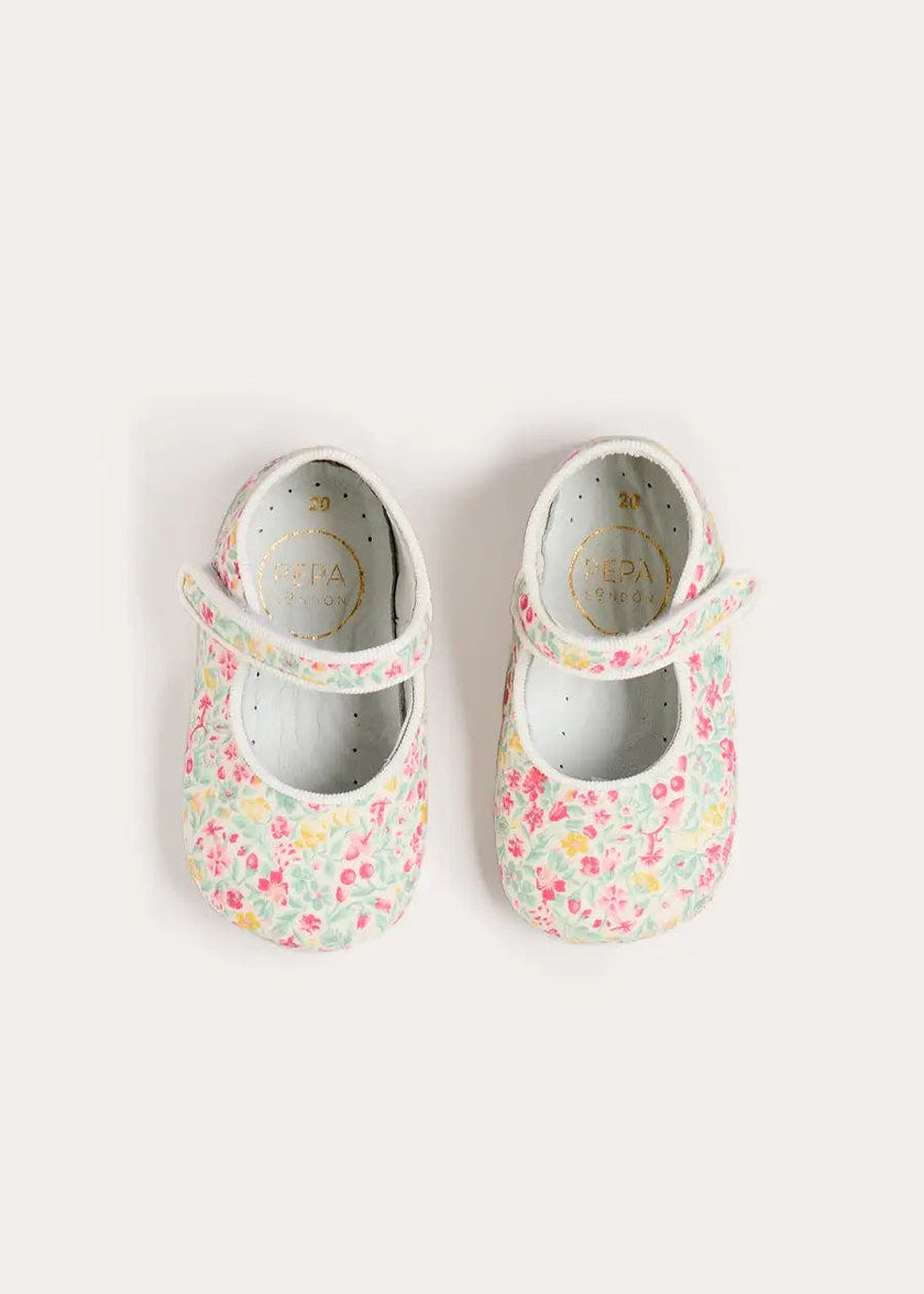 Adelaide Floral Mary Jane Pram Shoes in Pink (17-20EU)