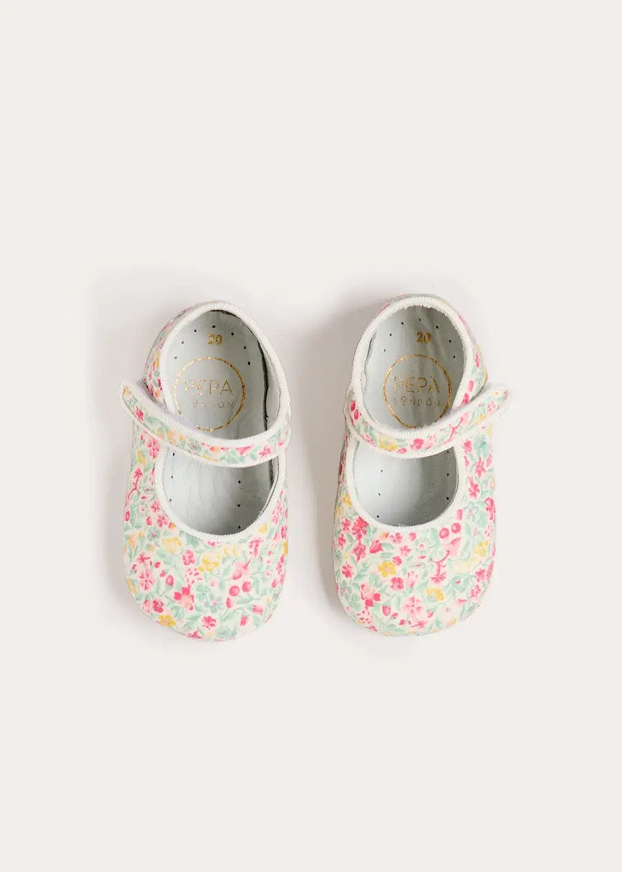 Adelaide Floral Mary Jane Pram Shoes in Pink (17-20EU)
