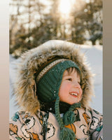 Baby One Piece Snowsuit Adapted For Car Seats Beige Dog Print