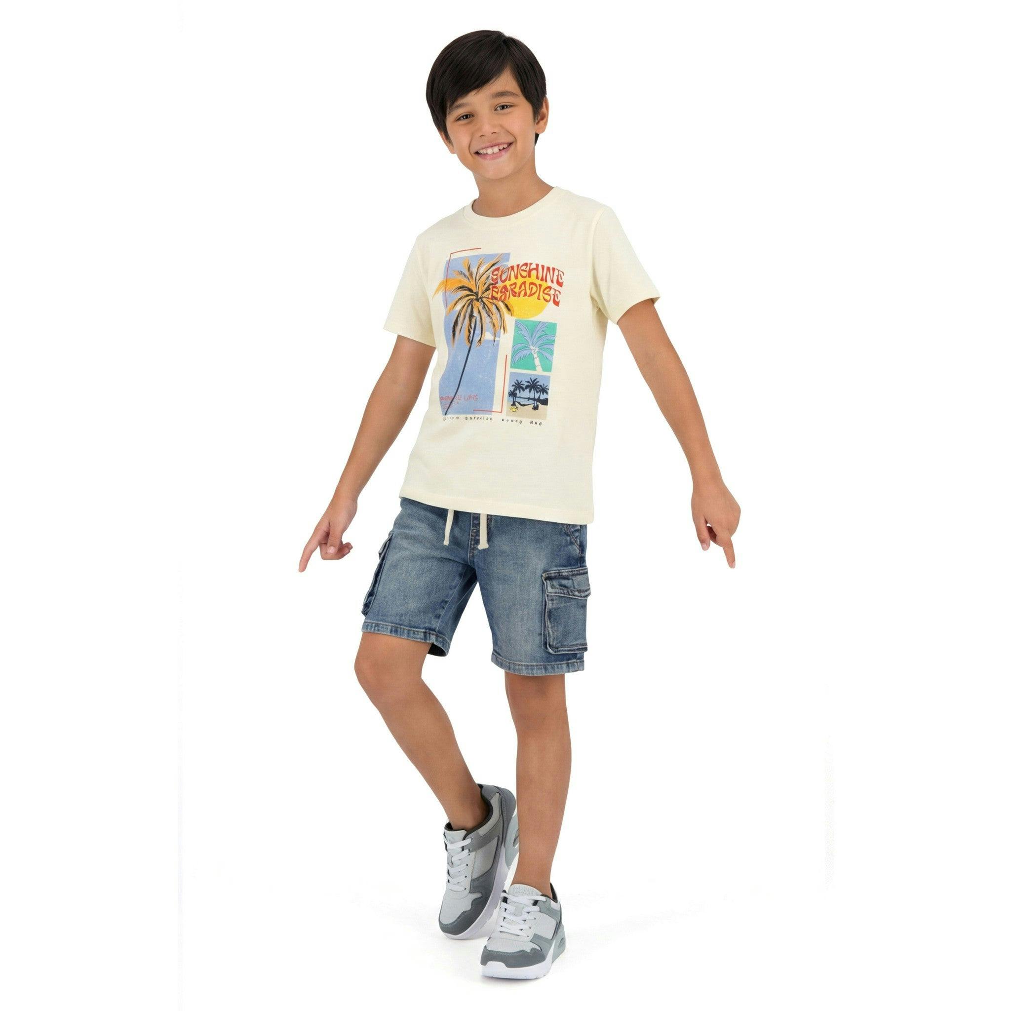 Big Kid Boys Graphic Tee | White Palm Tree