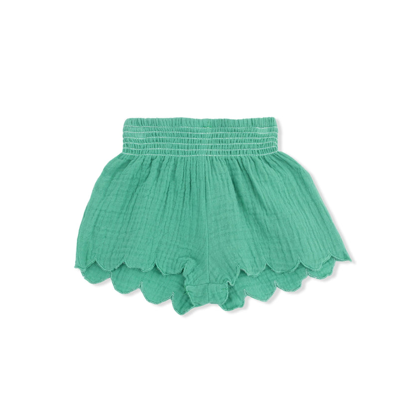 Solid Muslin Ming Green - Scallop Short