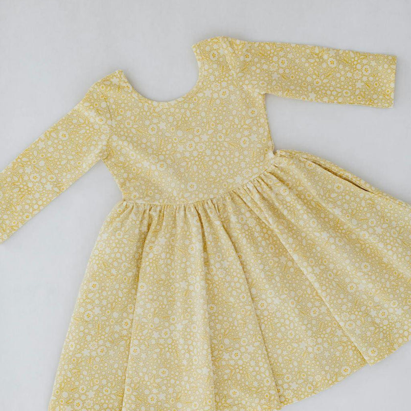 3/4 Sleeve Twirl Dress in Buttercup