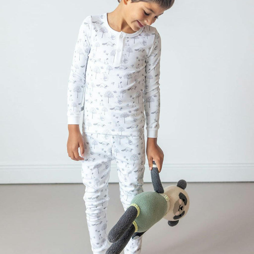 Gray Raccoon Pima Long Pajama Set