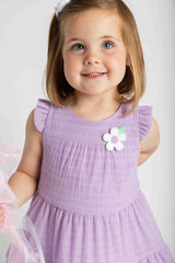 Crinkle Lawn Dress With Flower