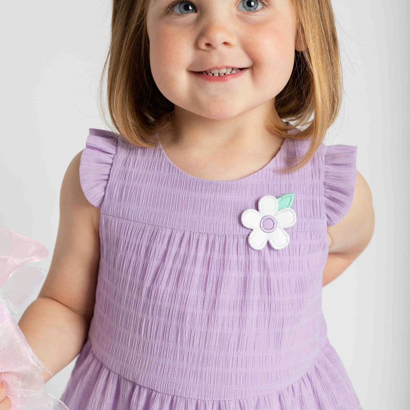 Crinkle Lawn Dress With Flower
