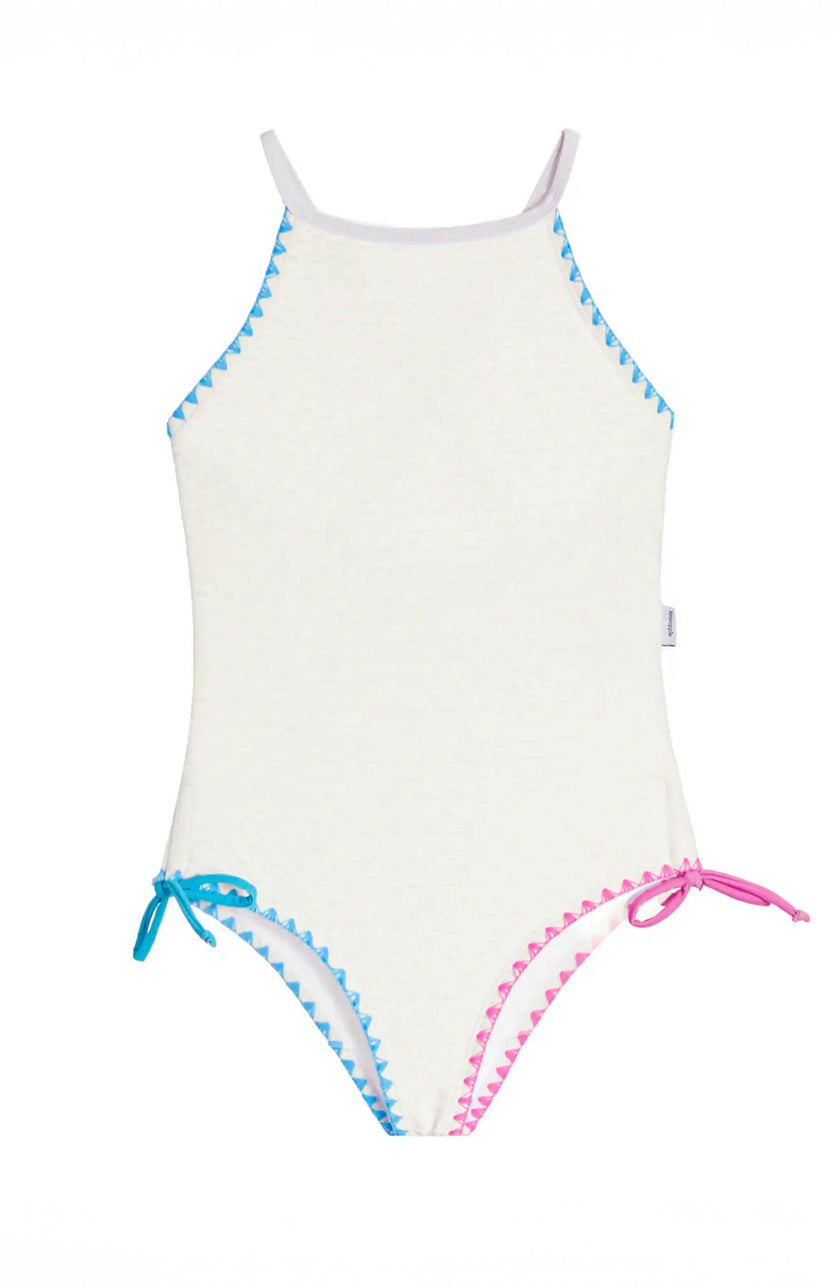 Sari Embroidered Trim One Piece Swimsuit