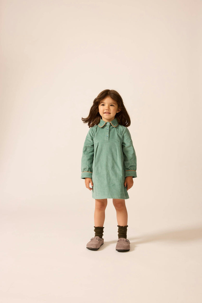 Shirtdress in Teal Tambourine Corduroy