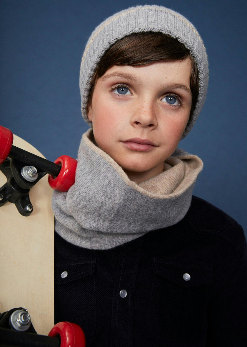 The Cashmere Beige Grey Reversible Snood