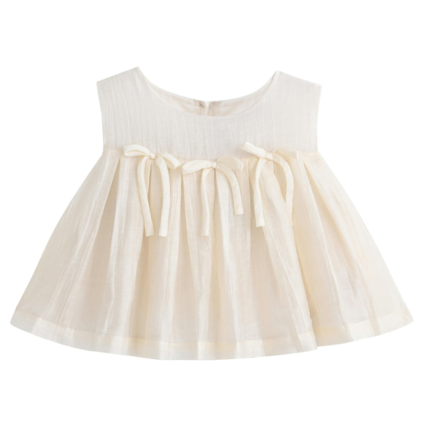Cream Bow-Tie Skirt Set