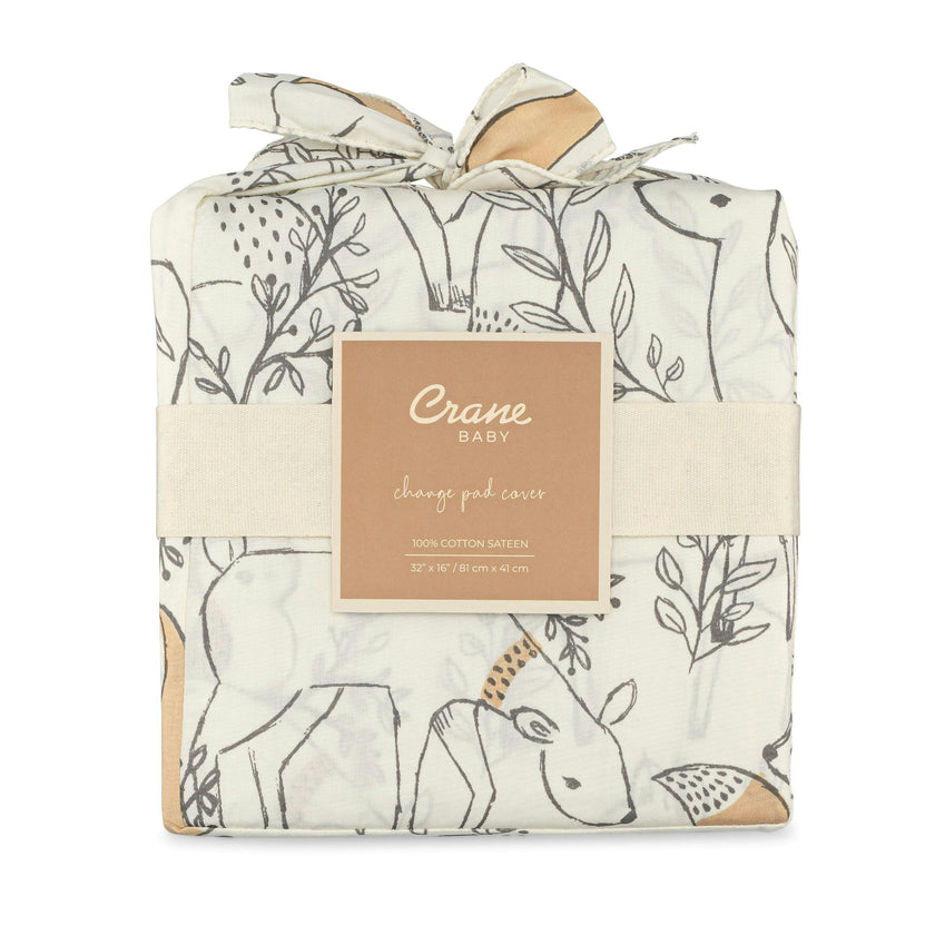Ezra Woodland Fox Cotton Quilted Change Pad Cover