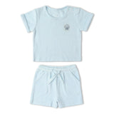 Organic Terry Tee & Shorts Set - Light Blue