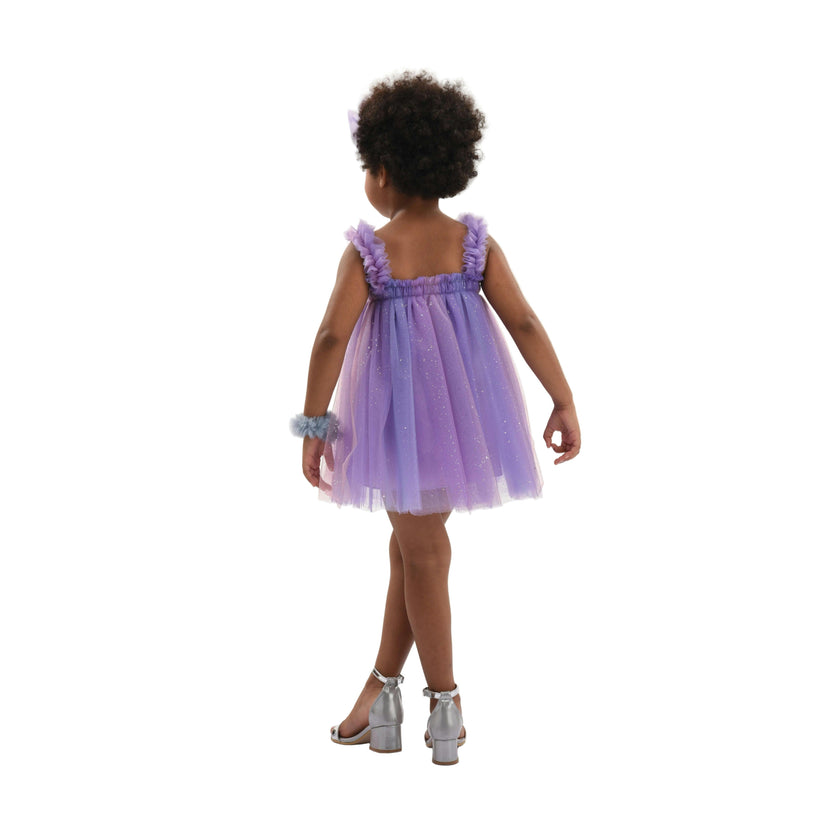 Purple Serenya Glitter Tulle Dress