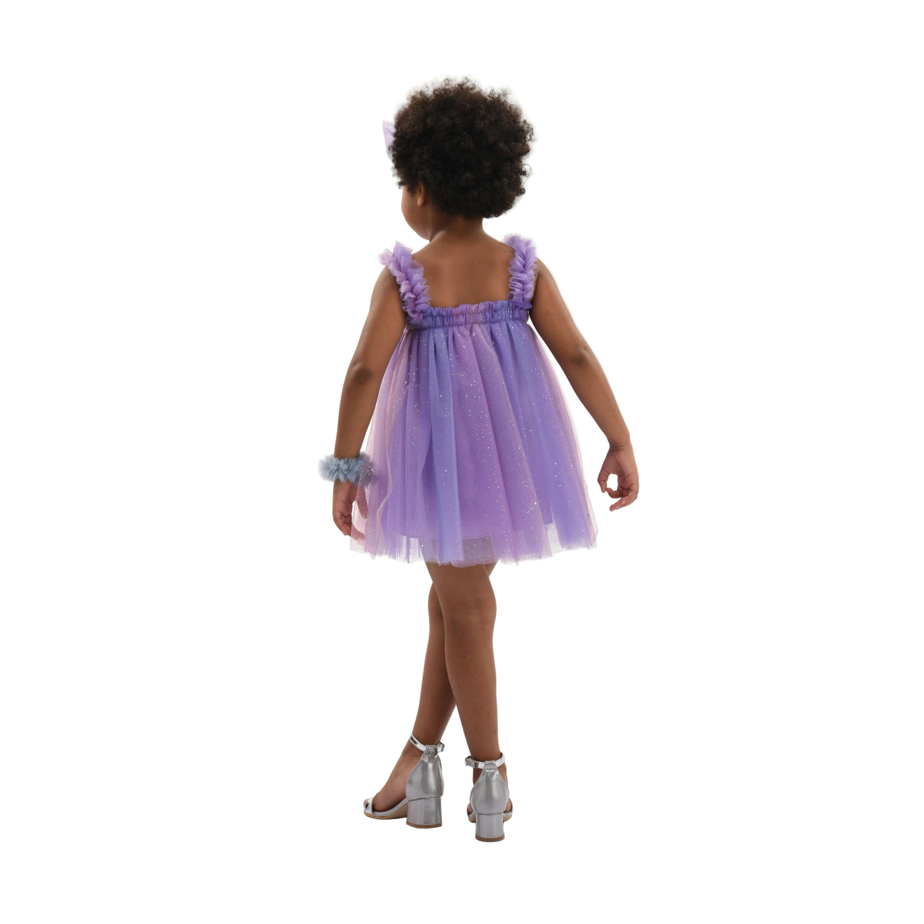 Purple Serenya Glitter Tulle Dress