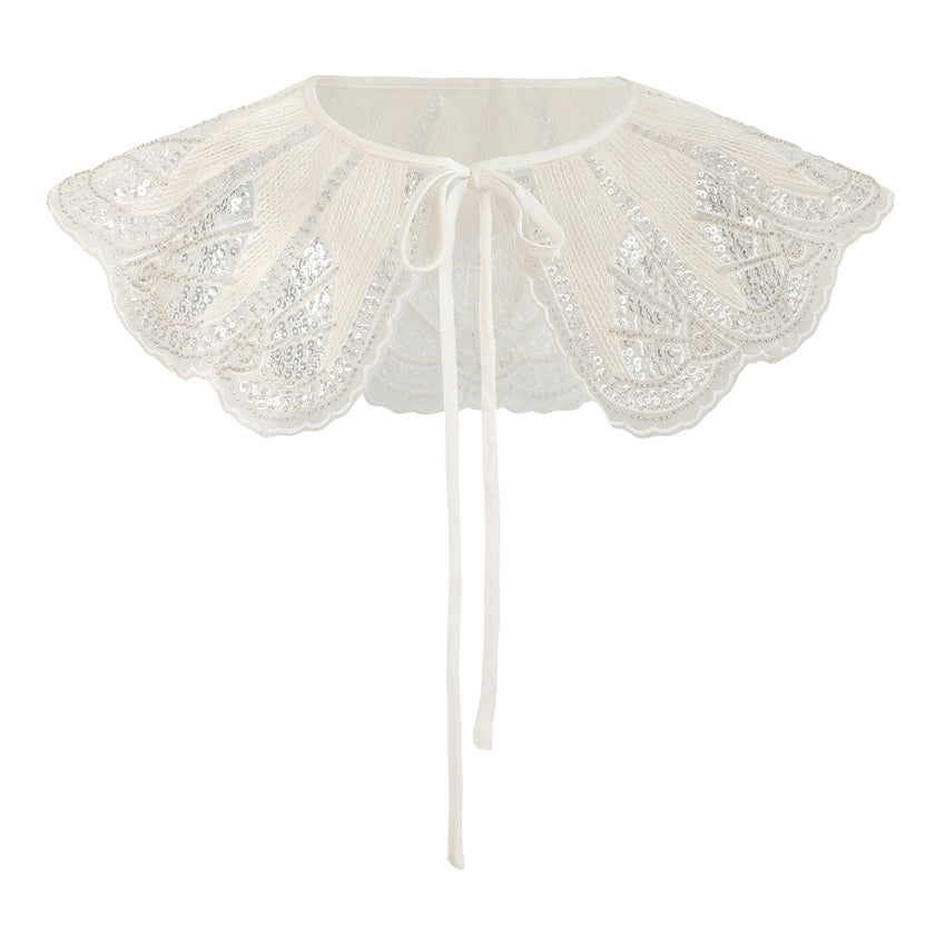White Sequin Lace Stole