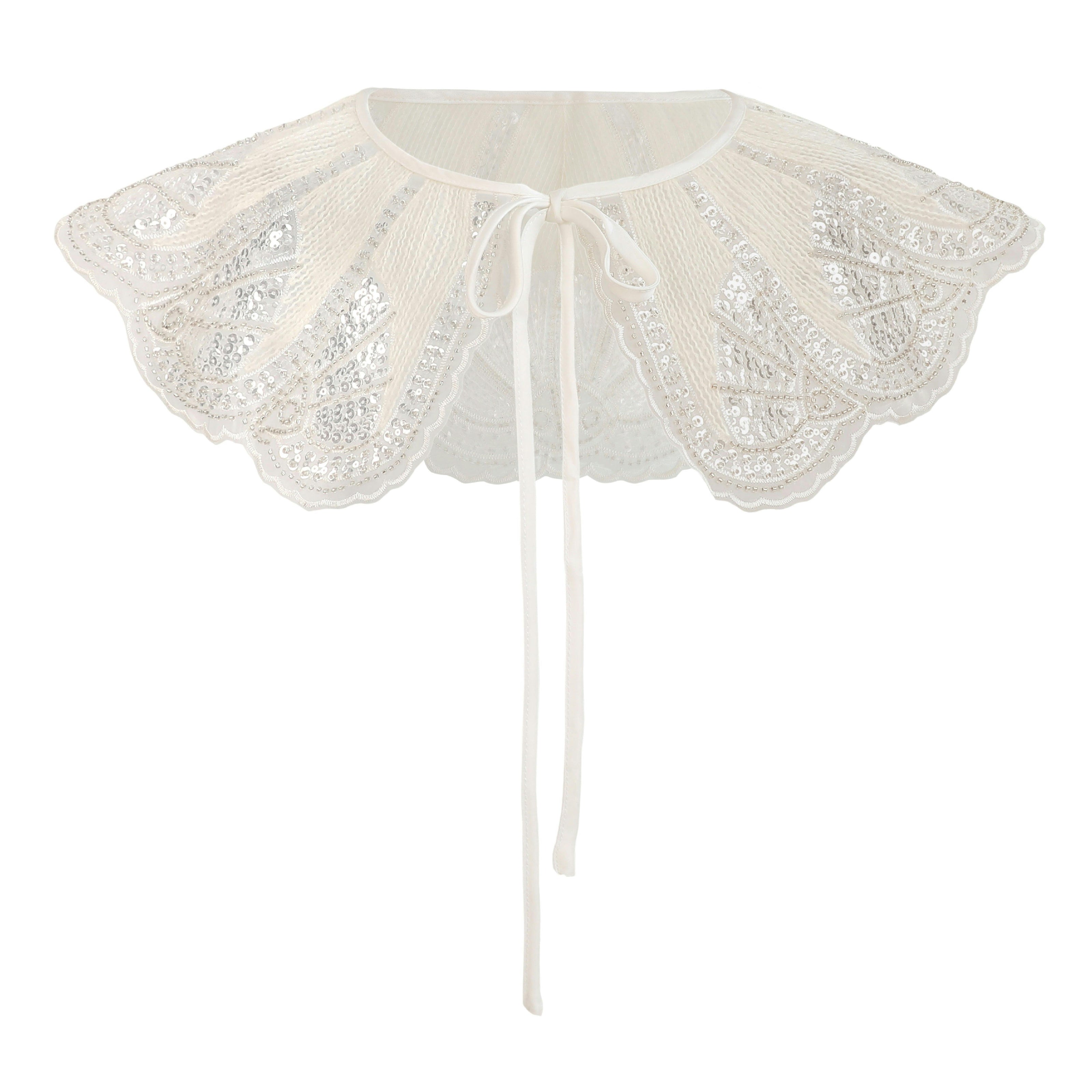 White Sequin Lace Stole