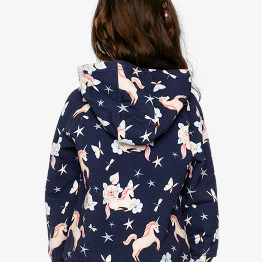 Printed Hoodie Purple Unicorn Print