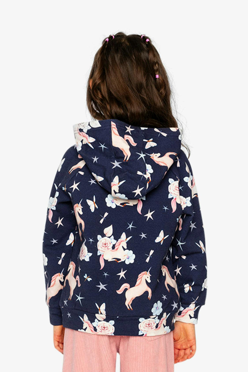 Printed Hoodie Purple Unicorn Print