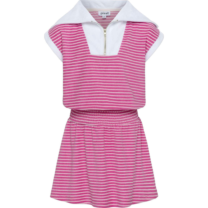 Wynne Dress Pink/White French Terry