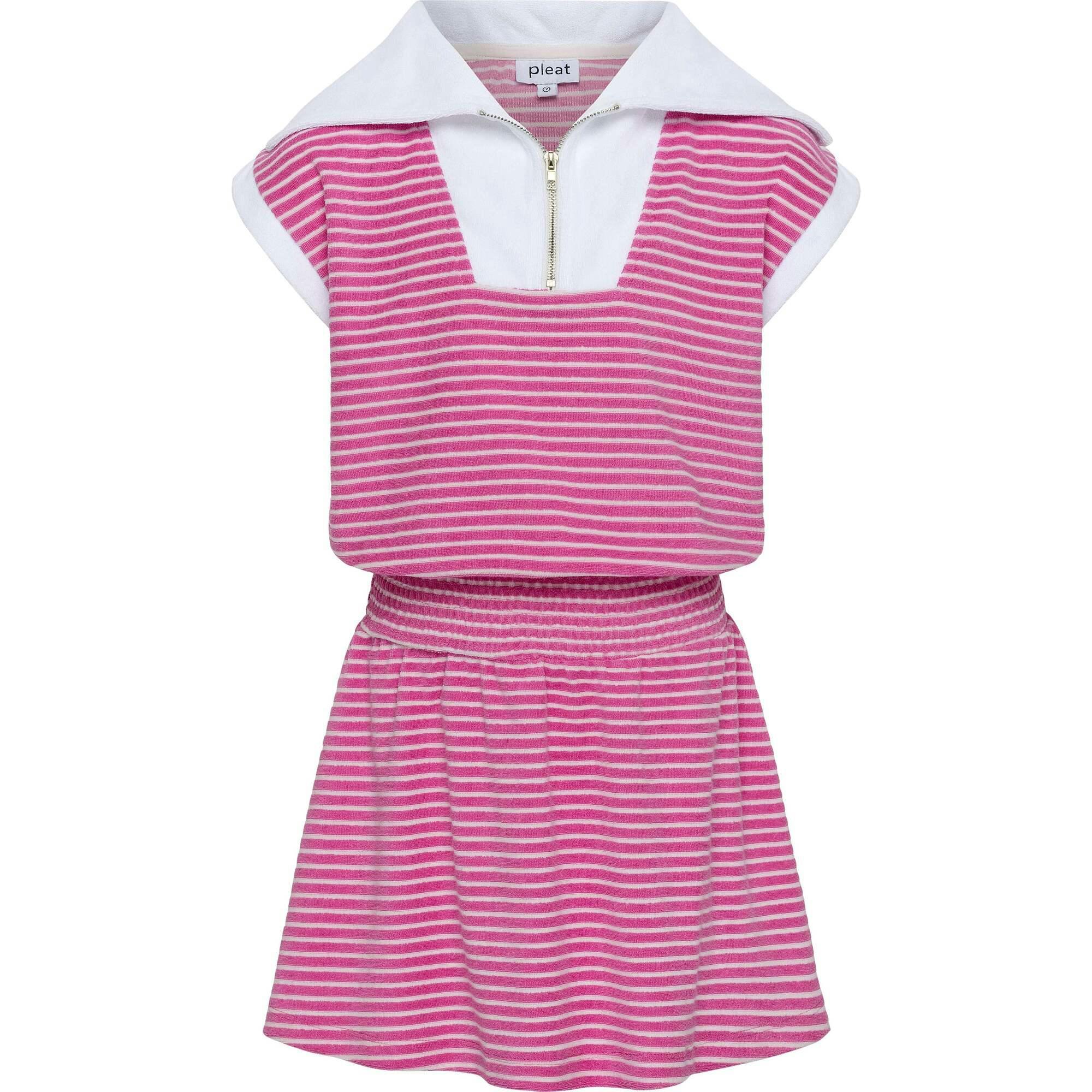 Wynne Dress Pink/White French Terry