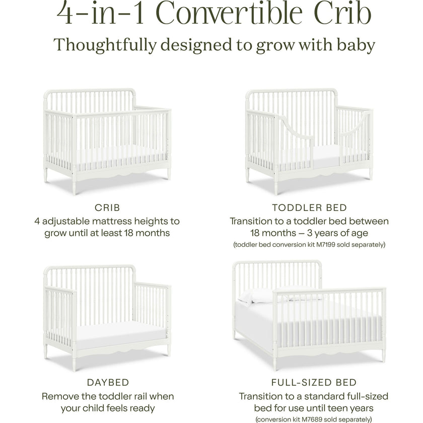 Liberty 4-in-1 Convertible Spindle Crib in Warm White