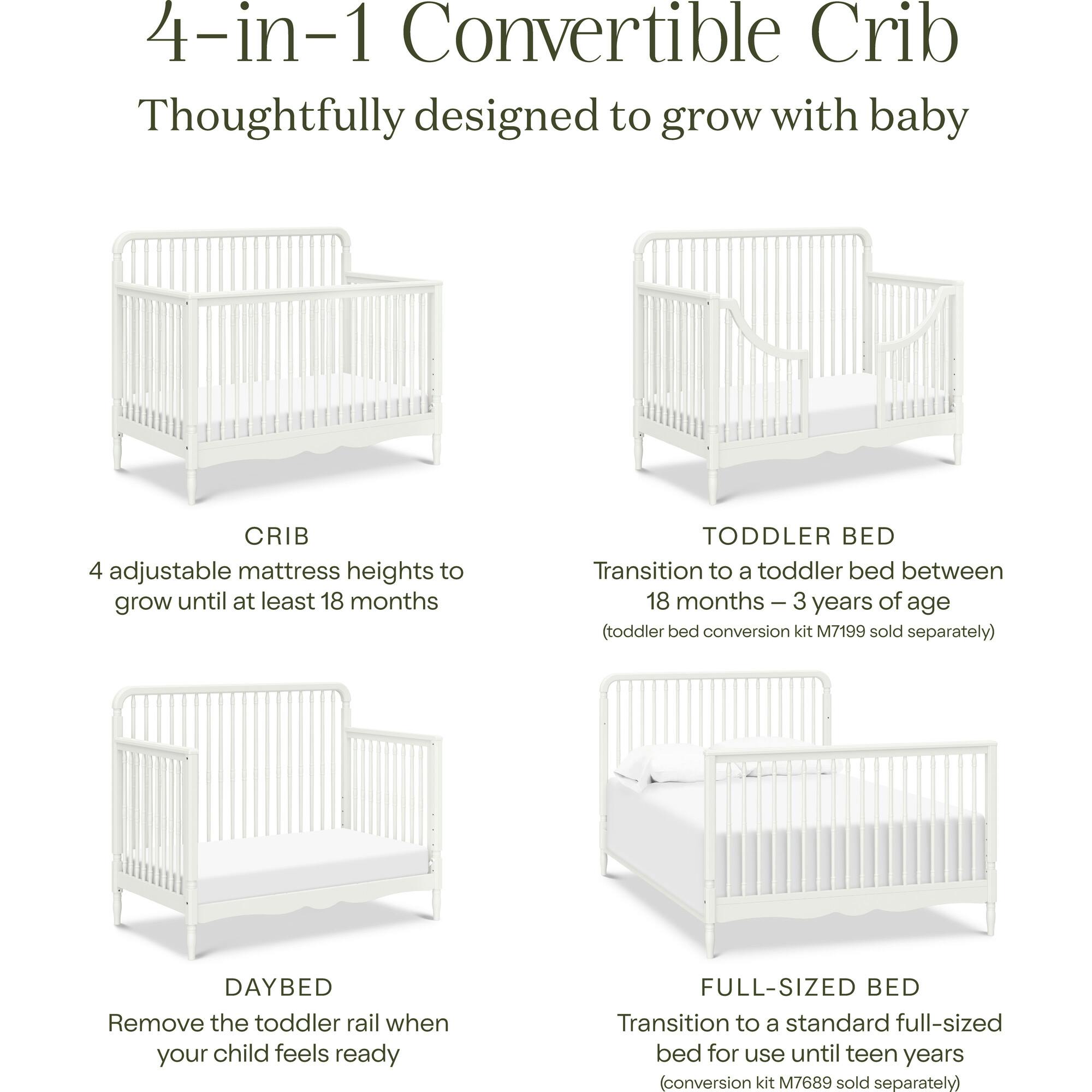 Liberty 4-in-1 Convertible Spindle Crib in Warm White