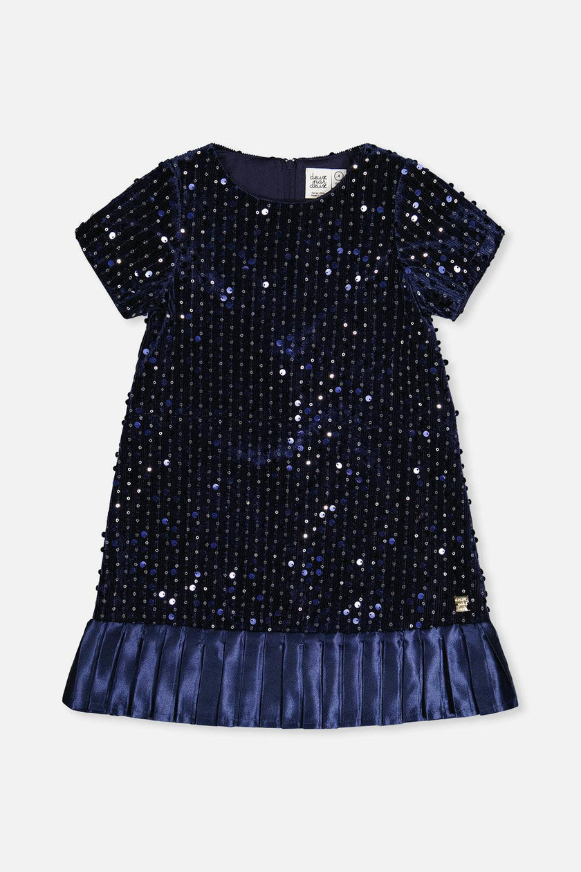 Short Sleeve A-Line Dress Dark Blue