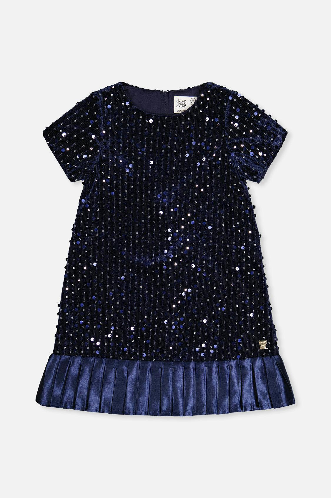 Short Sleeve A-Line Dress Dark Blue