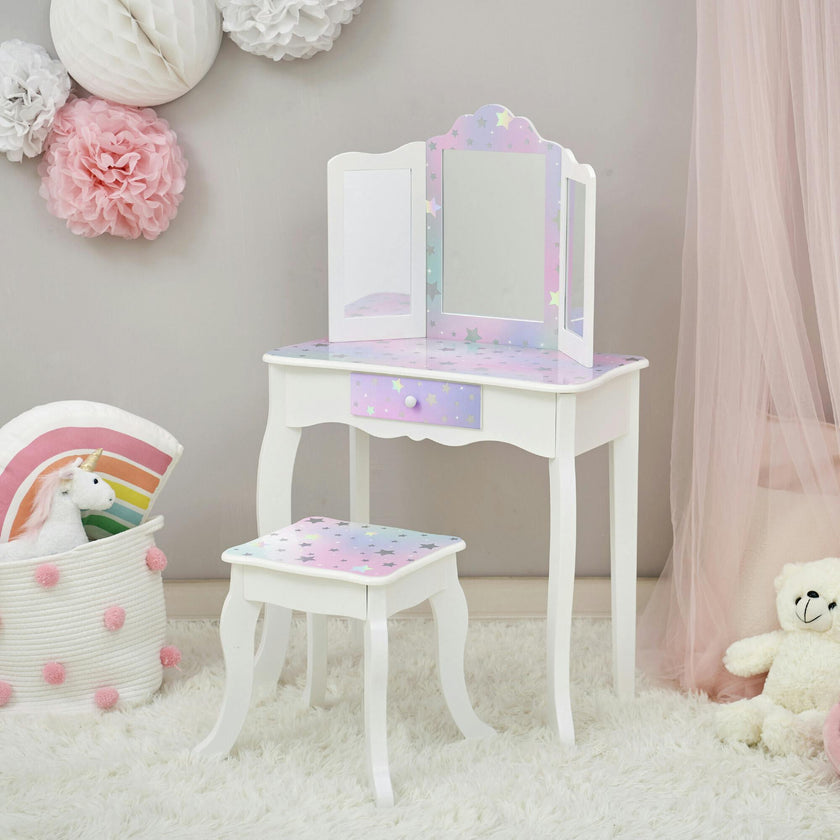Starry Sky Print Gisele Medium Vanity - White/Lavender