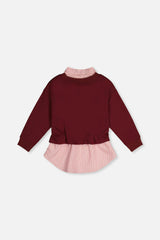 Fake Two Layer Sweater Reddish-Brown