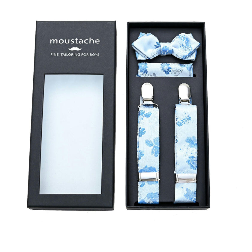Blue Floral Pattern Suspenders Set
