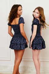 Lexi Cap Smocked Dress - Black Rose