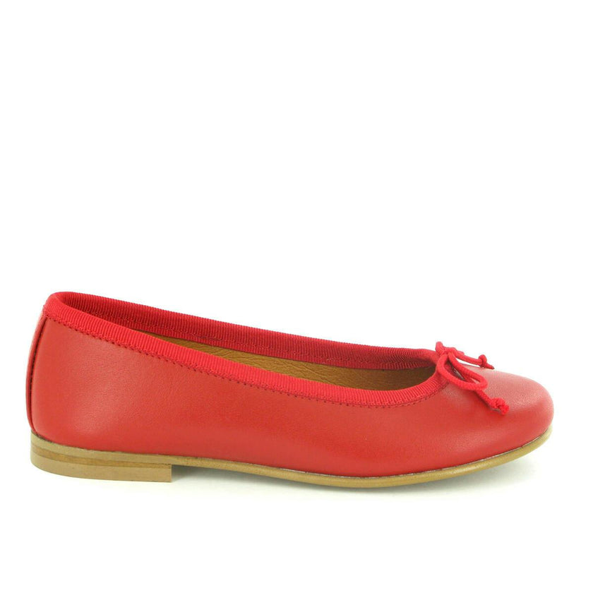 Smooth Leather Ballerinas, Red